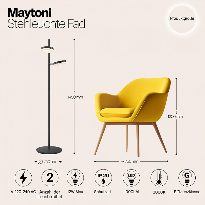 Торшер Maytoni MOD070FL-L12B3K